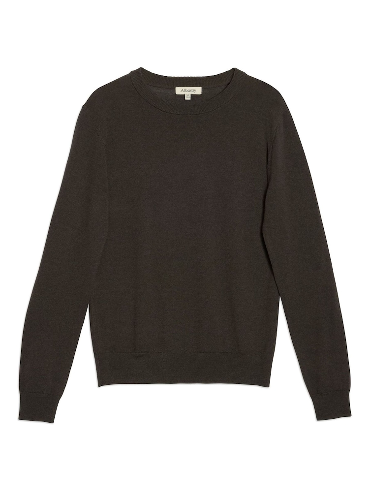 Albaray Brown Merino Crew Neck Jumper - Image 4 of 4 Albaray Brown Merino Crew Neck Jumper - Image 4 of 4