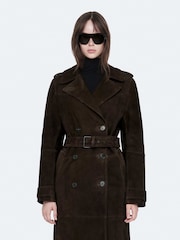 AllSaints Brown Oaker Suede Coat - Image 1 of 8