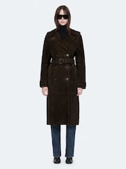 AllSaints Brown Oaker Suede Coat - Image 3 of 8