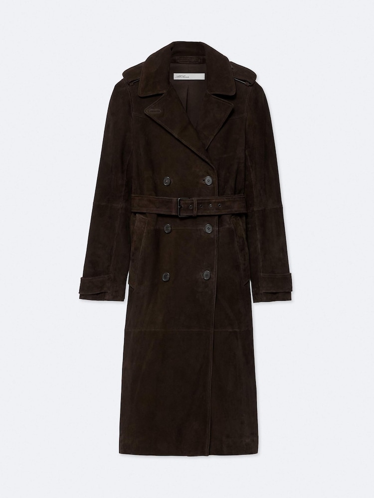 AllSaints Brown Oaker Suede Coat - Image 8 of 8