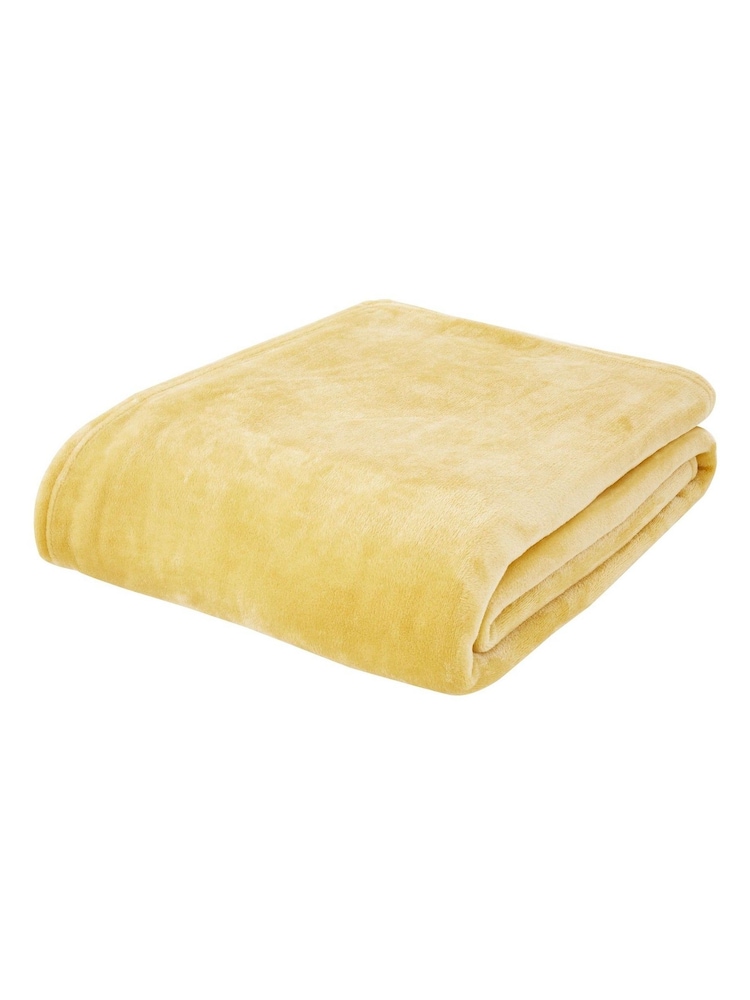 Catherine Lansfield Yellow Raschel Velvet Touch Plush Extra Large Throw - Image 3 of 3