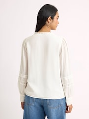 Albaray Cream lace Trim V Neck Blouse - Image 2 of 5