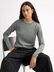Albaray Grey Merino Crew Neck Jumper - Image 1 of 5