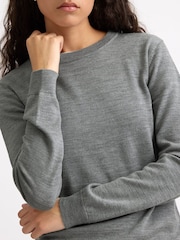 Albaray Grey Merino Crew Neck Jumper - Image 3 of 5