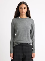 Albaray Grey Merino Crew Neck Jumper - Image 4 of 5