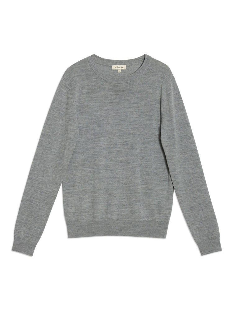 Albaray Grey Merino Crew Neck Jumper - Image 5 of 5 Albaray Grey Merino Crew Neck Jumper - Image 5 of 5