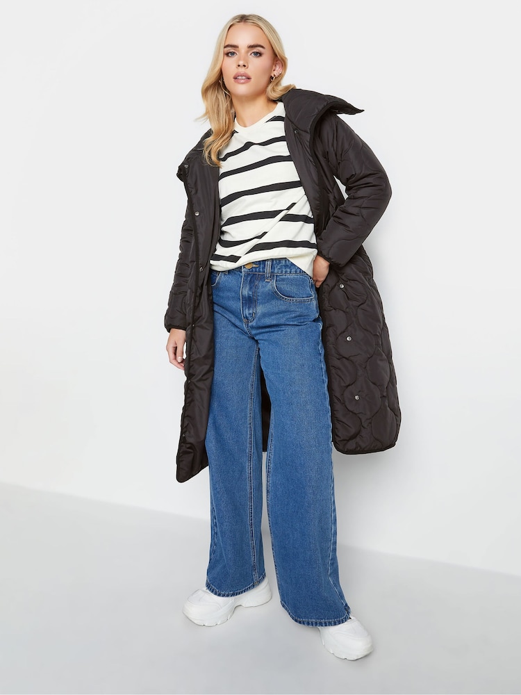 PixieGirl Petite Black Funnel Neck Quilt Coat - Image 2 of 5