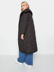 PixieGirl Petite Black Funnel Neck Quilt Coat - Image 3 of 5