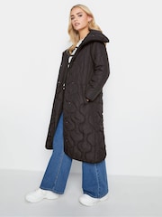 PixieGirl Petite Black Funnel Neck Quilt Coat - Image 4 of 5