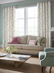 Laura Ashley Coral Pink Wild Meadow Made to Measure 100% Cotton Curtains - Image 1 of 9