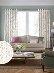 Laura Ashley Coral Pink Wild Meadow Made to Measure 100% Cotton Curtains - Image 2 of 9