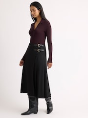 Albaray Red Rib V-Neck Long Sleeve Top - Image 4 of 6