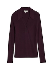 Albaray Red Rib V-Neck Long Sleeve Top - Image 6 of 6