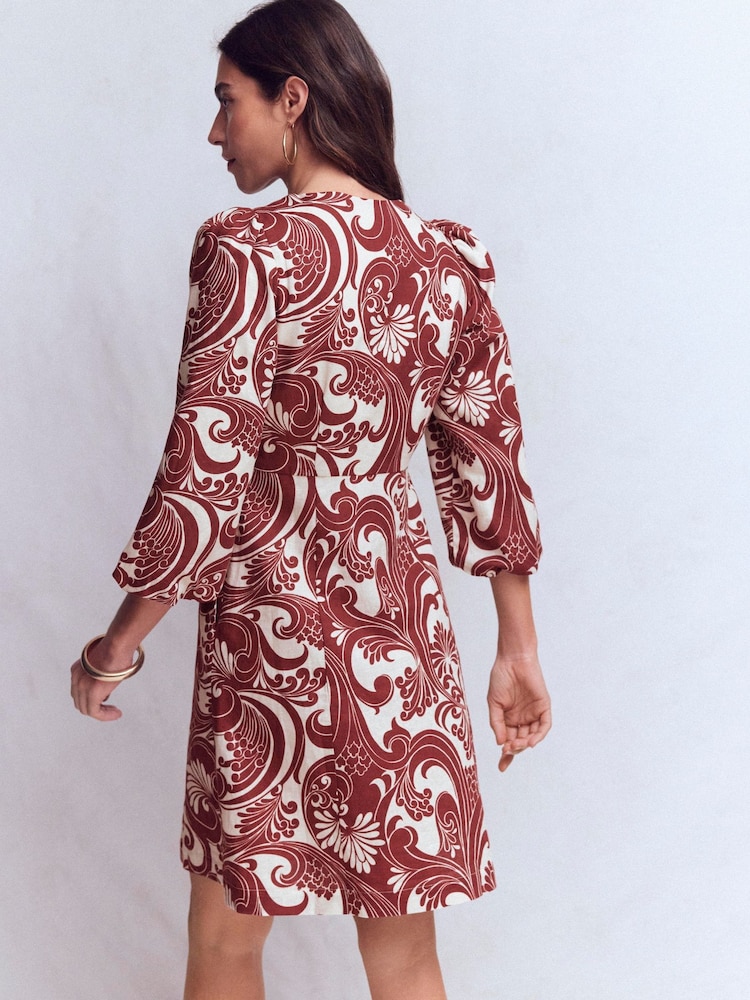 Boden Brown Marla Linen Blend Short Dress - Image 2 of 4