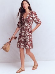 Boden Brown Marla Linen Blend Short Dress - Image 3 of 4