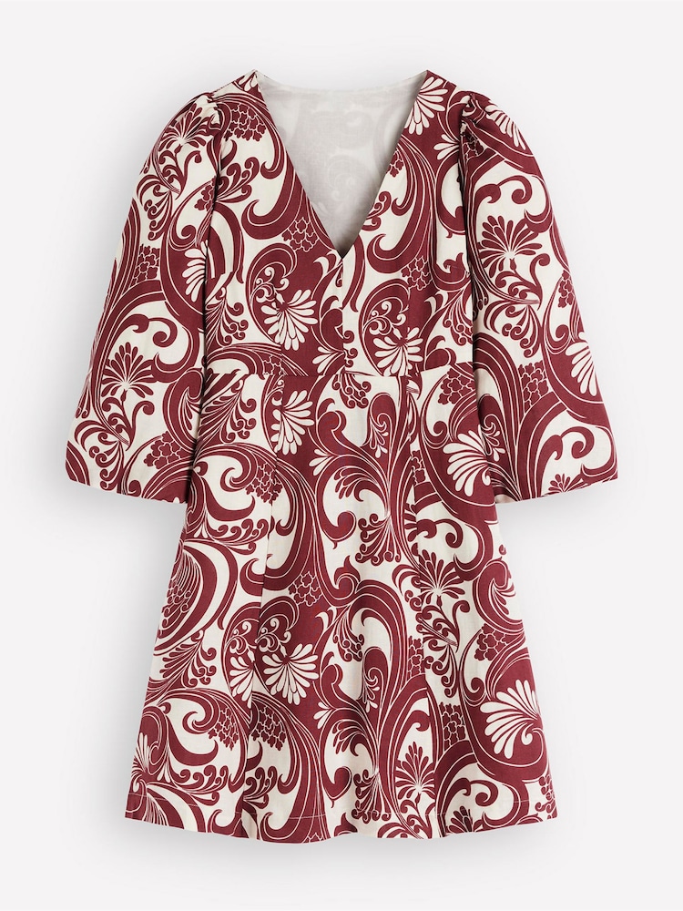 Boden Brown Marla Linen Blend Short Dress - Image 4 of 4