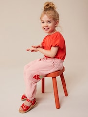 Pink 100% Cotton Crochet Pocket Trousers (3mths-7yrs) - Image 2 of 8