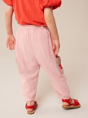 Pink 100% Cotton Crochet Pocket Trousers (3mths-7yrs) - Image 4 of 8