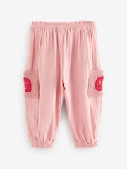 Pink 100% Cotton Crochet Pocket Trousers (3mths-7yrs) - Image 7 of 8