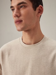 Ecru Marl Relaxed Fit Heavyweight Cotton T-Shirt - Image 1 of 7