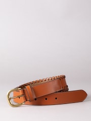 Marrón - Cinturón de cuero con pespuntes Wray de Lakeland Leather - Imagen 1 de 3