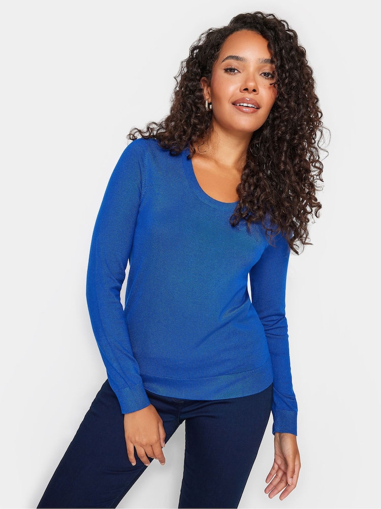 M&Co Blue Scoop Neck Jumper - Image 1 of 4