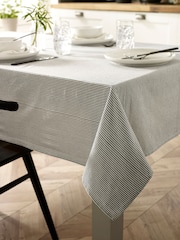 Charcoal Grey Bronx Stripe 100% Cotton Table Cloth - Image 1 of 4