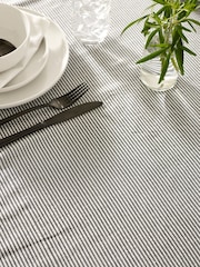 Charcoal Grey Bronx Stripe 100% Cotton Table Cloth - Image 3 of 4