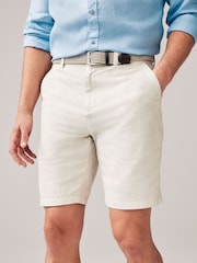 Stone Linen Cotton Chino Shorts with Belt Included - Image 1 of 8