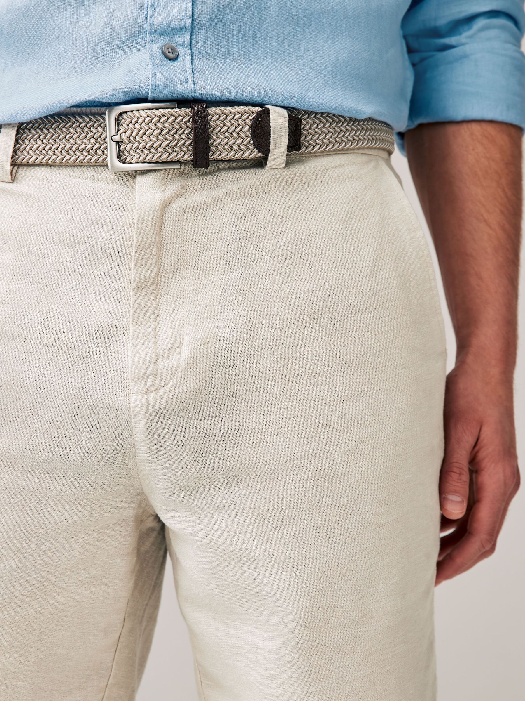 Buy Stone Linen Cotton Chino Shorts with Belt Included from