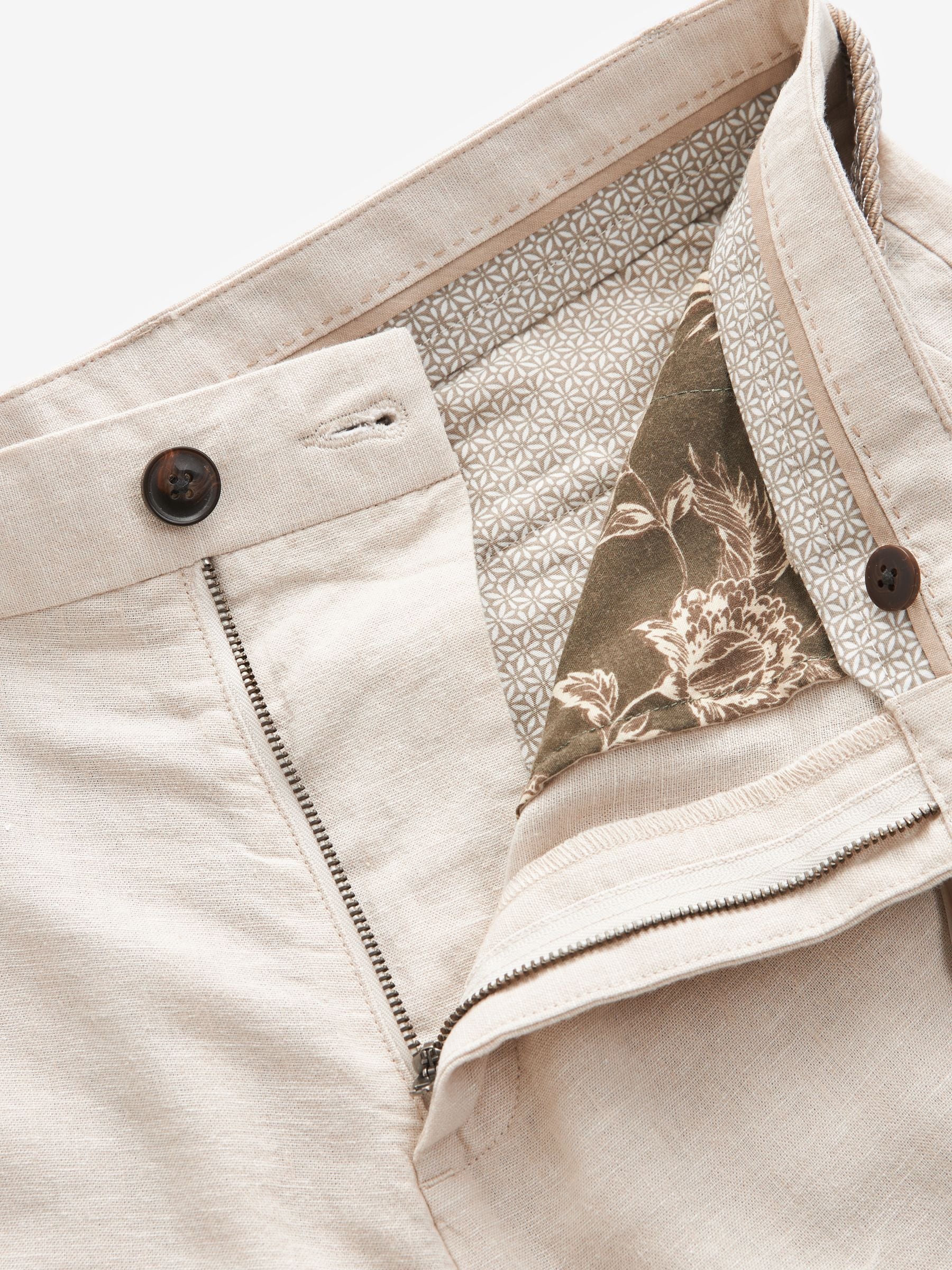Buy Stone Linen Cotton Chino Shorts with Belt Included from