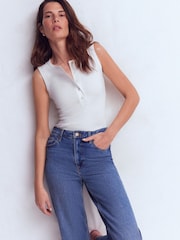 Boden White Crew Neck Henley Vest - Image 1 of 5