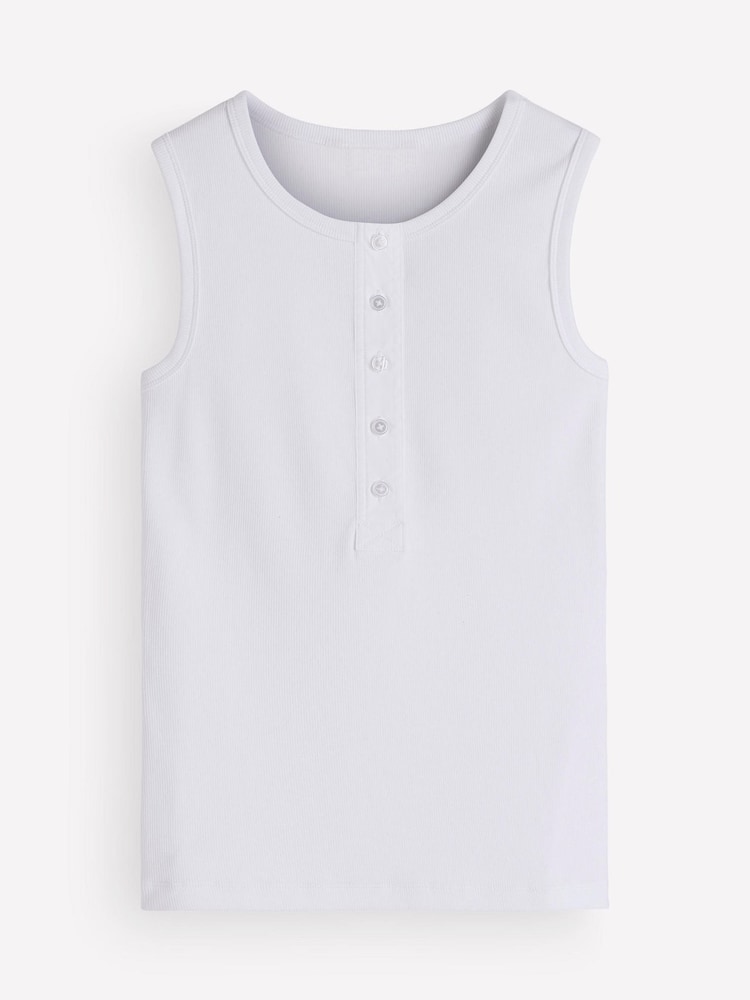 Boden White Crew Neck Henley Vest - Image 5 of 5