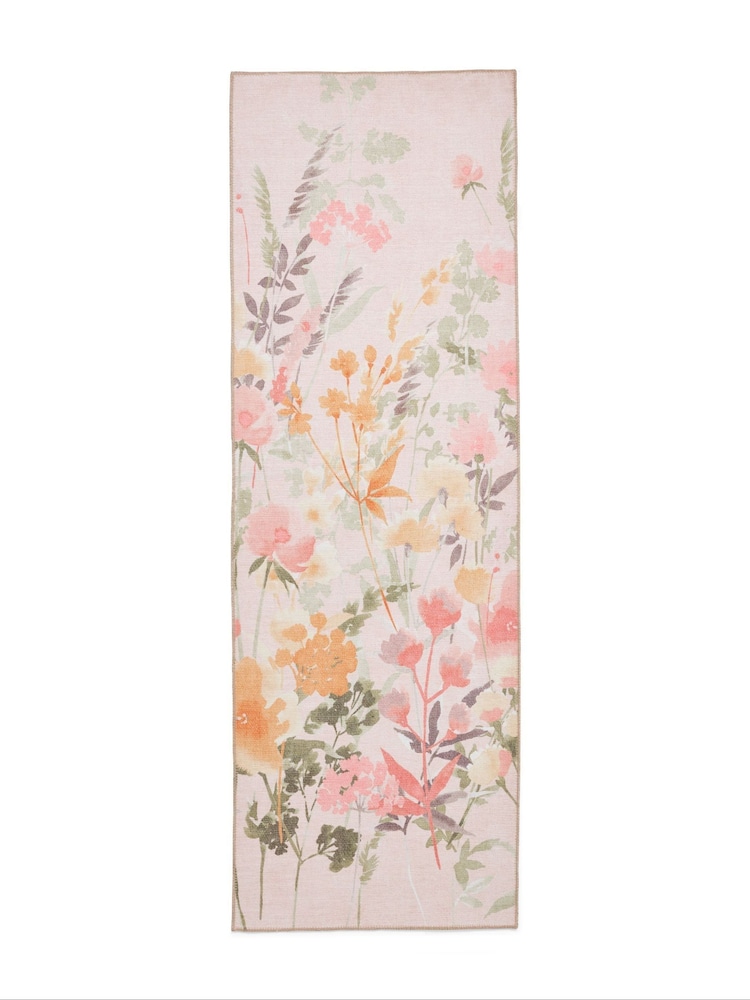 Catherine Lansfield Pink Country Floral Washable Rug - Image 2 of 5