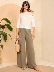 Love & Roses Batwing Pointelle Scallop Neck Jumper - Image 4 of 4