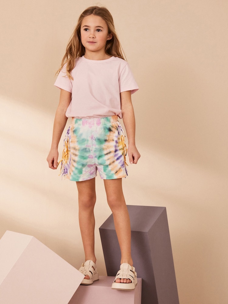 Multi Tie Dye Tassle Shorts (3-16yrs) - Image 1 of 7 Multi Tie Dye Tassle Shorts (3-16yrs) - Image 1 of 7