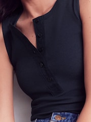 أزرق - Boden Crew Neck Henley Vest - Image 2 of 6