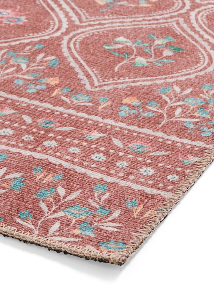 Catherine Lansfield Terracotta Cameo Floral Washable Rug - Image 5 of 5 Catherine Lansfield Terracotta Cameo Floral Washable Rug - Image 5 of 5