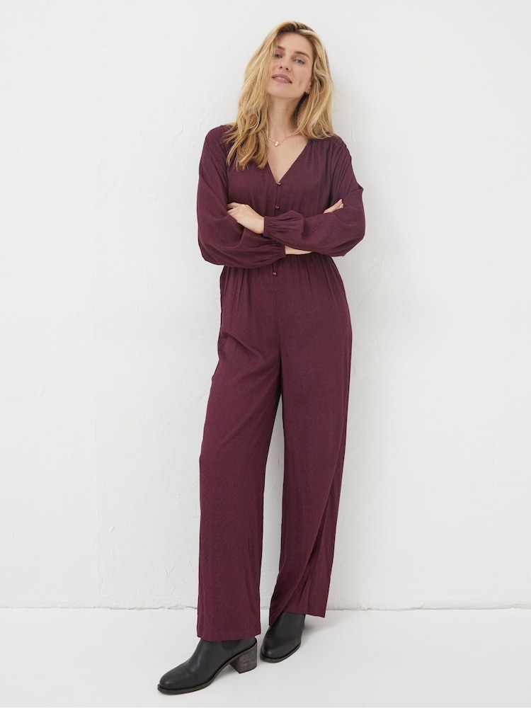 FatFace Purple Avery Wide Leg Jumpsuit - Image 1 of 4
