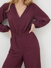 FatFace Purple Avery Wide Leg Jumpsuit - Image 4 of 4