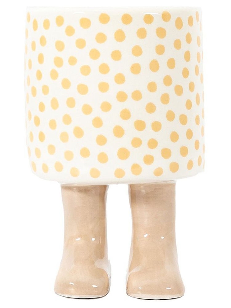 Gallery Home White Large Polka Dot Nevada Planter with Feet - Image 1 of 4