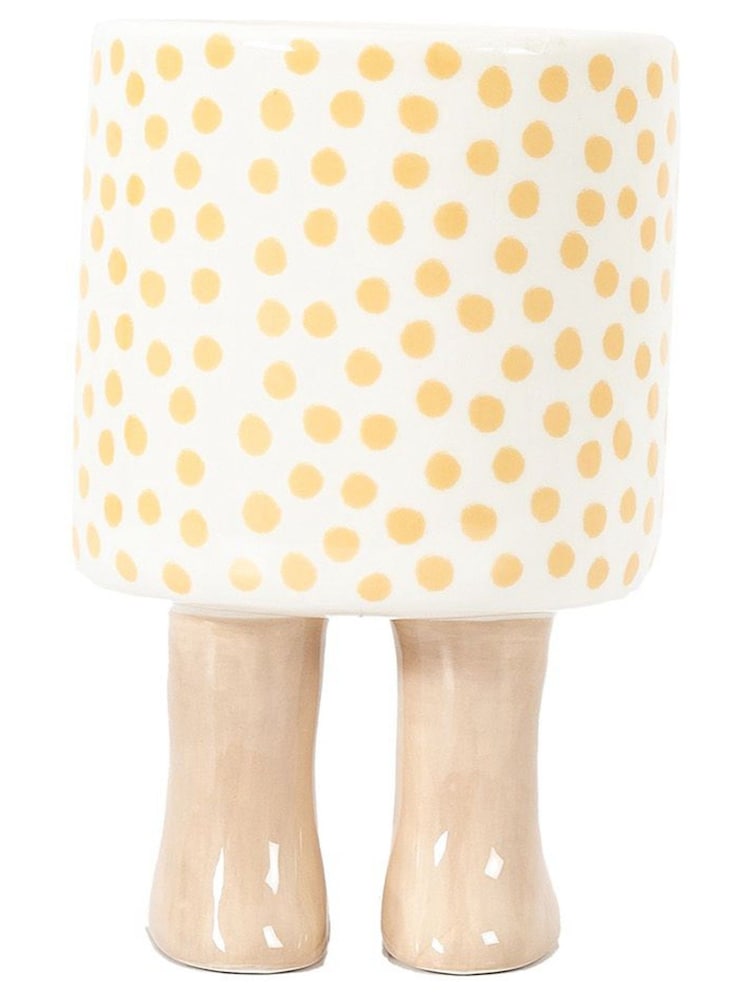 Gallery Home White Large Polka Dot Nevada Planter with Feet - Image 2 of 4