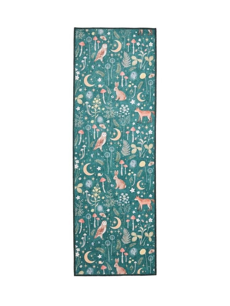 Catherine Lansfield Green Twilight Animals Washable Rug - Image 2 of 5