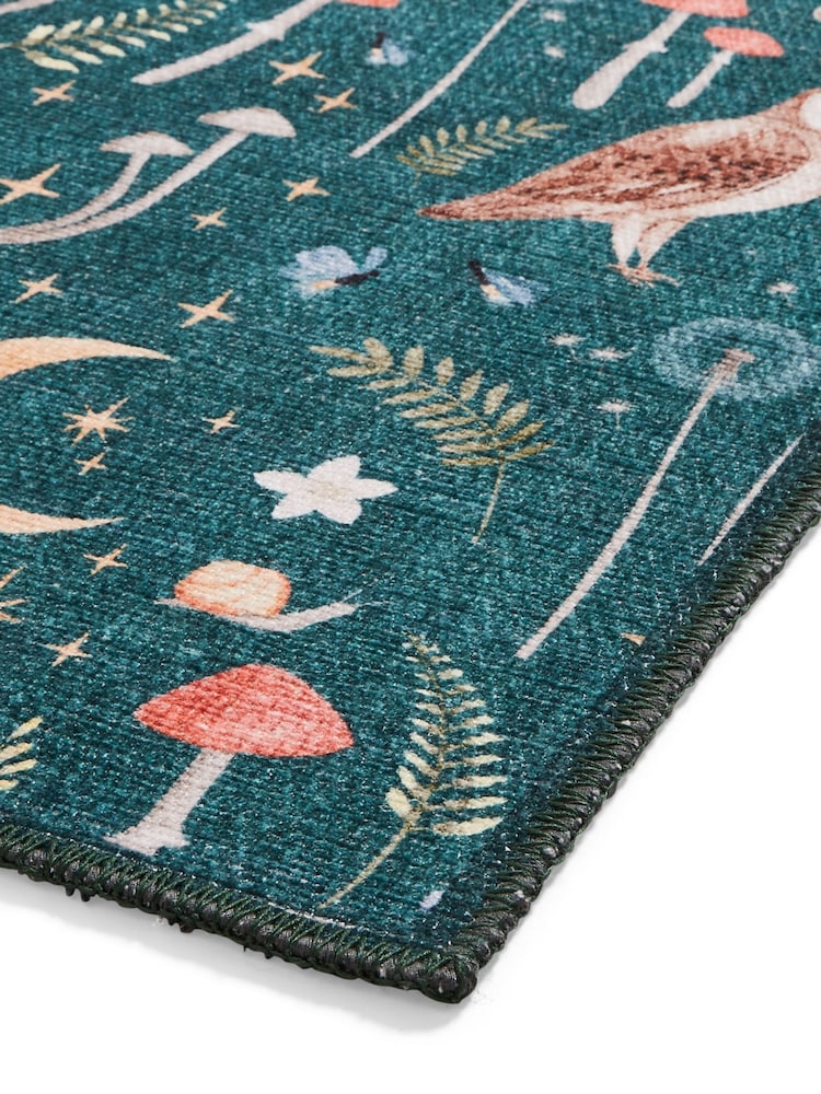 Catherine Lansfield Green Twilight Animals Washable Rug - Image 5 of 5