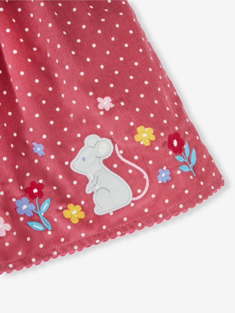 JoJo Maman Bébé Rose Pink Mouse Girls' Appliqué Cord Dress - Image 3 of 3