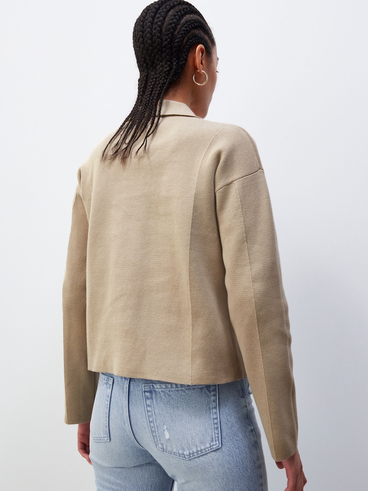 Stone 100% Cotton Knitted Blazer Cardigan - Image 3 of 7