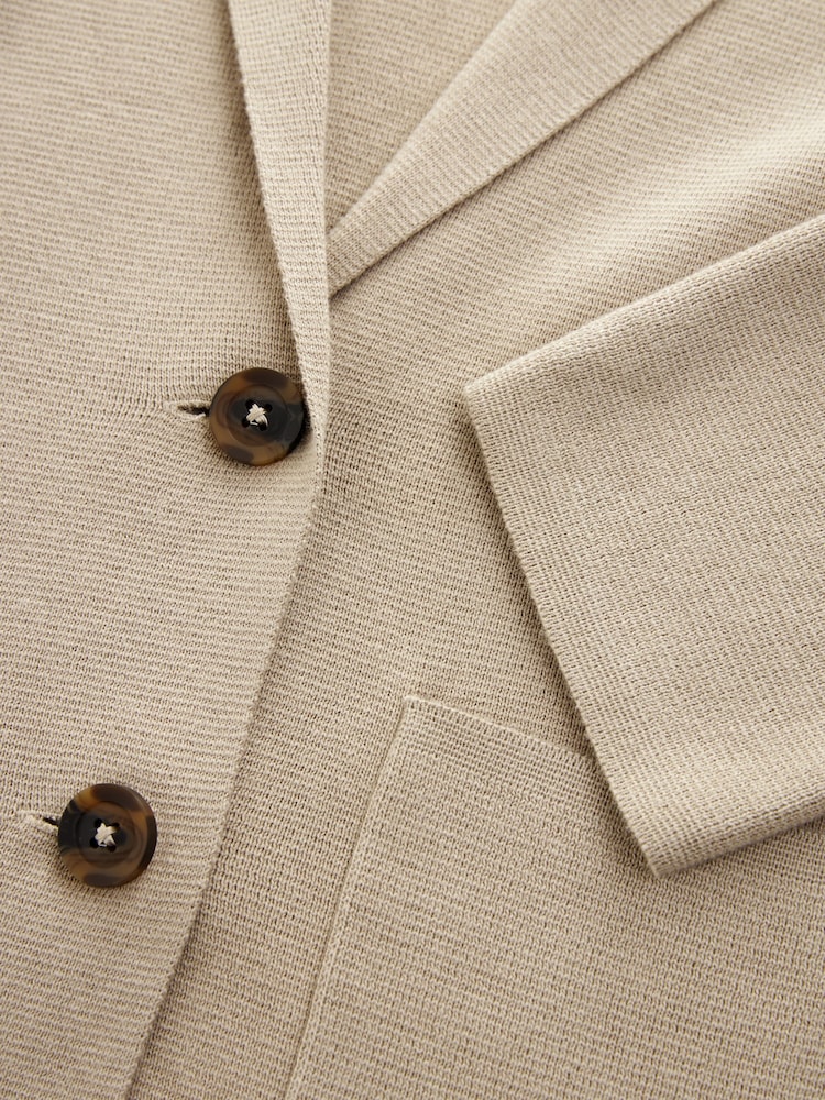 Stone 100% Cotton Knitted Blazer Cardigan - Image 6 of 7