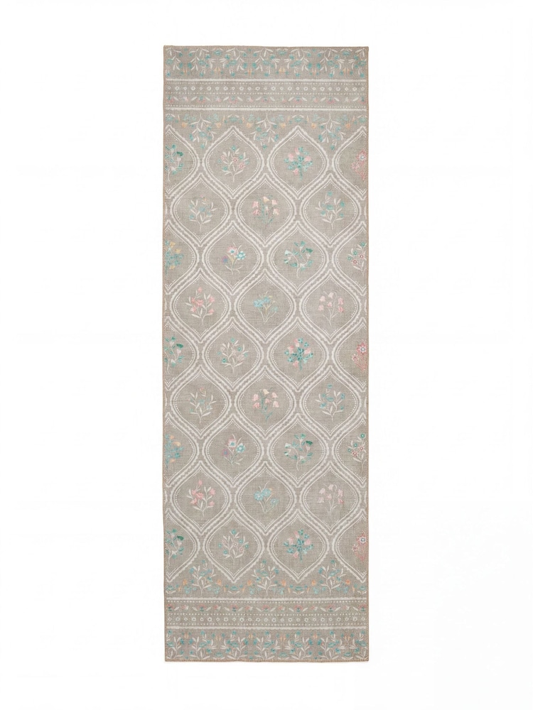 Catherine Lansfield Sage Green Cameo Floral Washable Rug - Image 2 of 5 Catherine Lansfield Sage Green Cameo Floral Washable Rug - Image 2 of 5