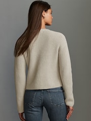 Grey Gold Button Rib Cardigan - Image 3 of 6
