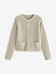Grey Gold Button Rib Cardigan - Image 5 of 6
